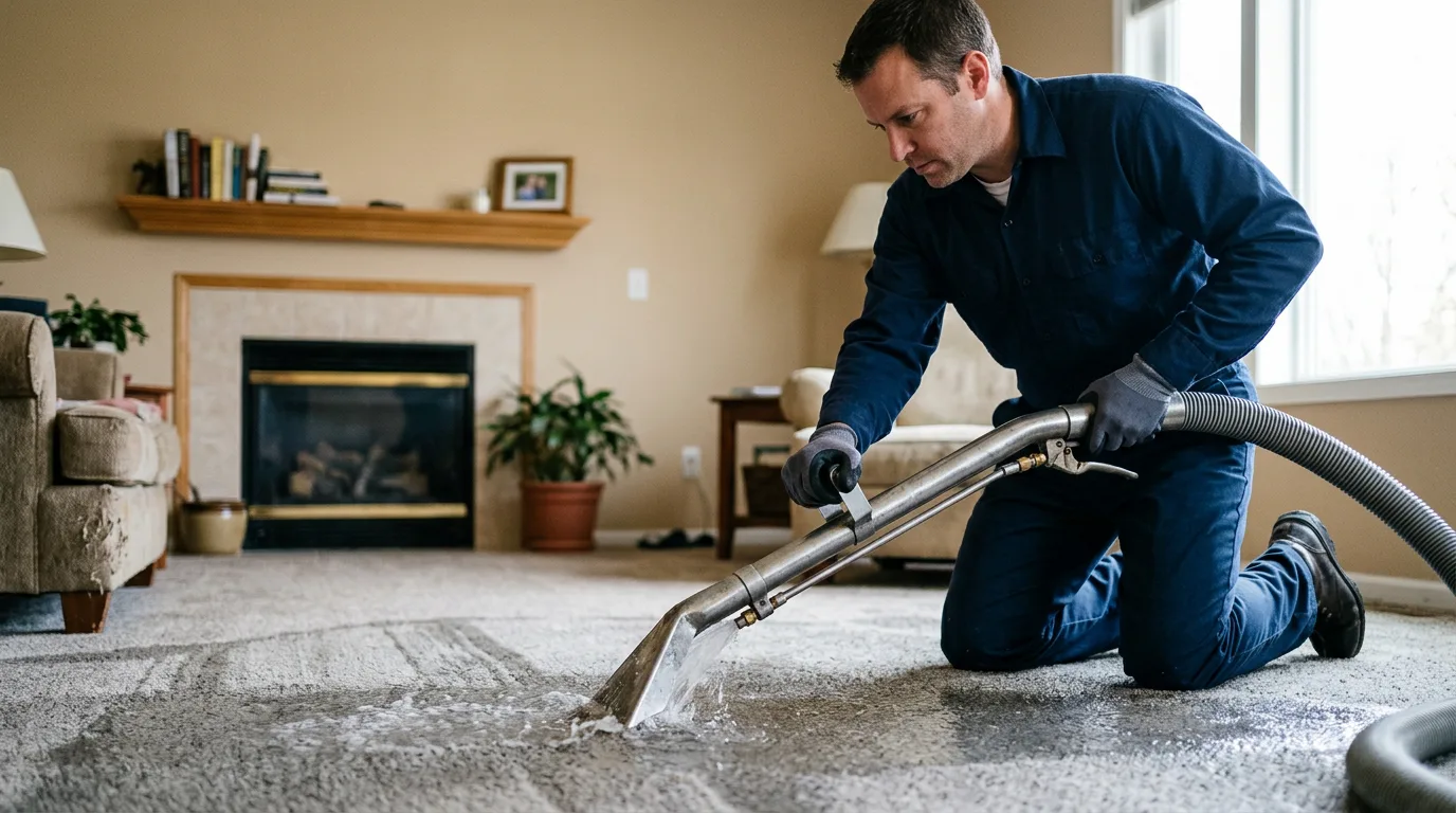 Water damage restoration technician working near Southampton, MA